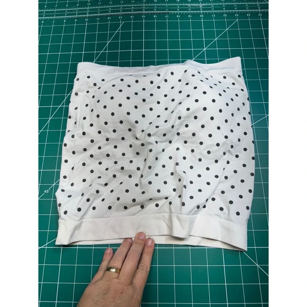 Fitz + Eddi Womens Polka Dot Bandeau Tube Top White Black M/L 31193BK